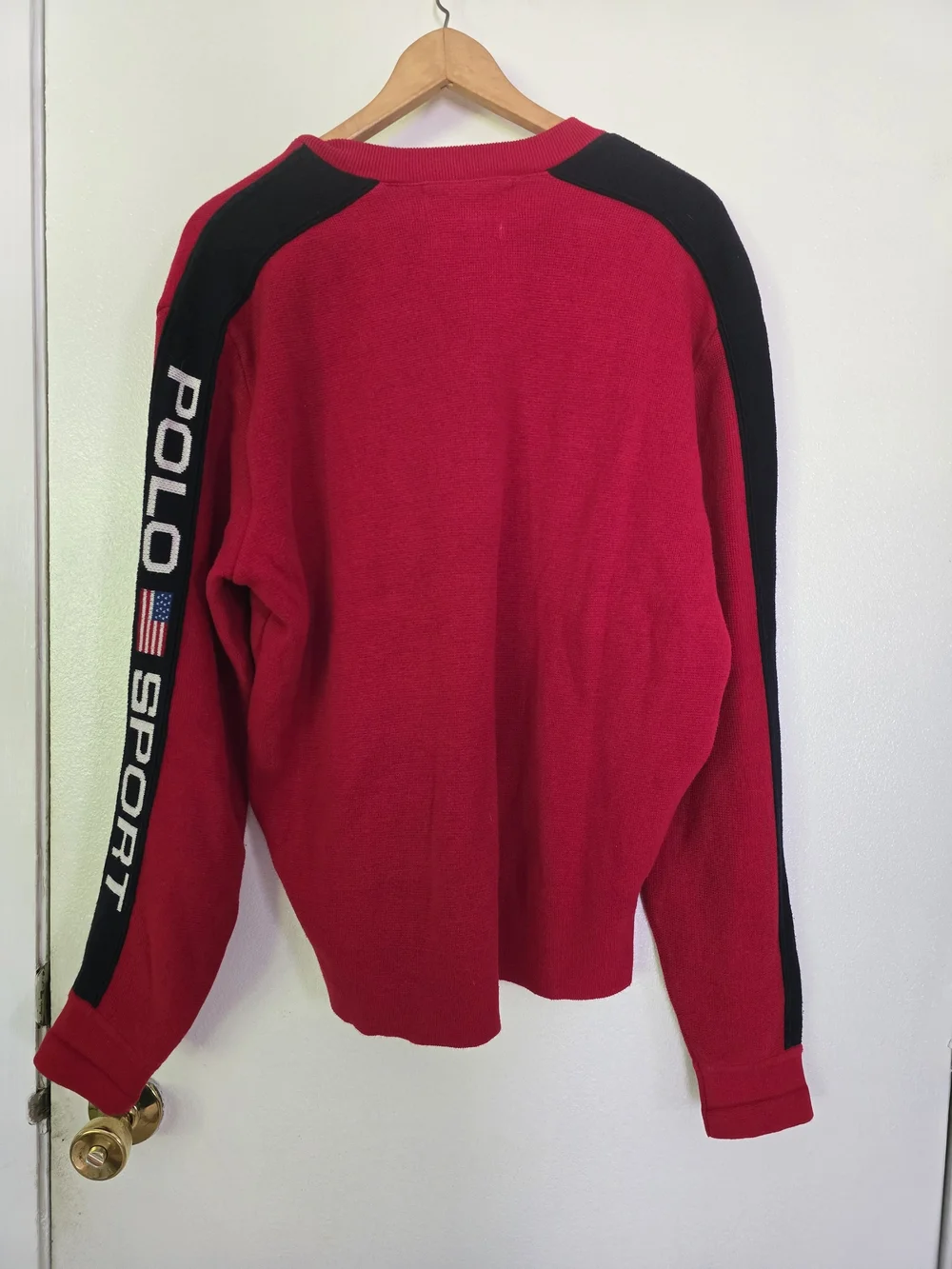 90s Vintage Polo by Ralph Lauren Red Button-Neck Sweater